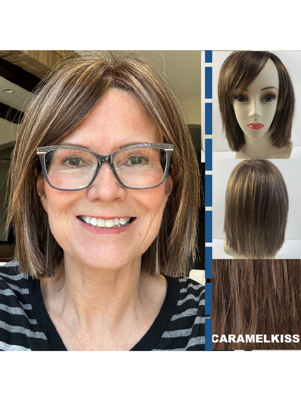 Estetica Ellis Wig Lace Front Mono Caramel Kiss Mono Part Blunt Bob Highlighted
